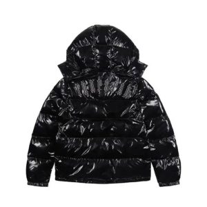 Black Shiny Trapstar Irongate Jacket Detachable Hooded